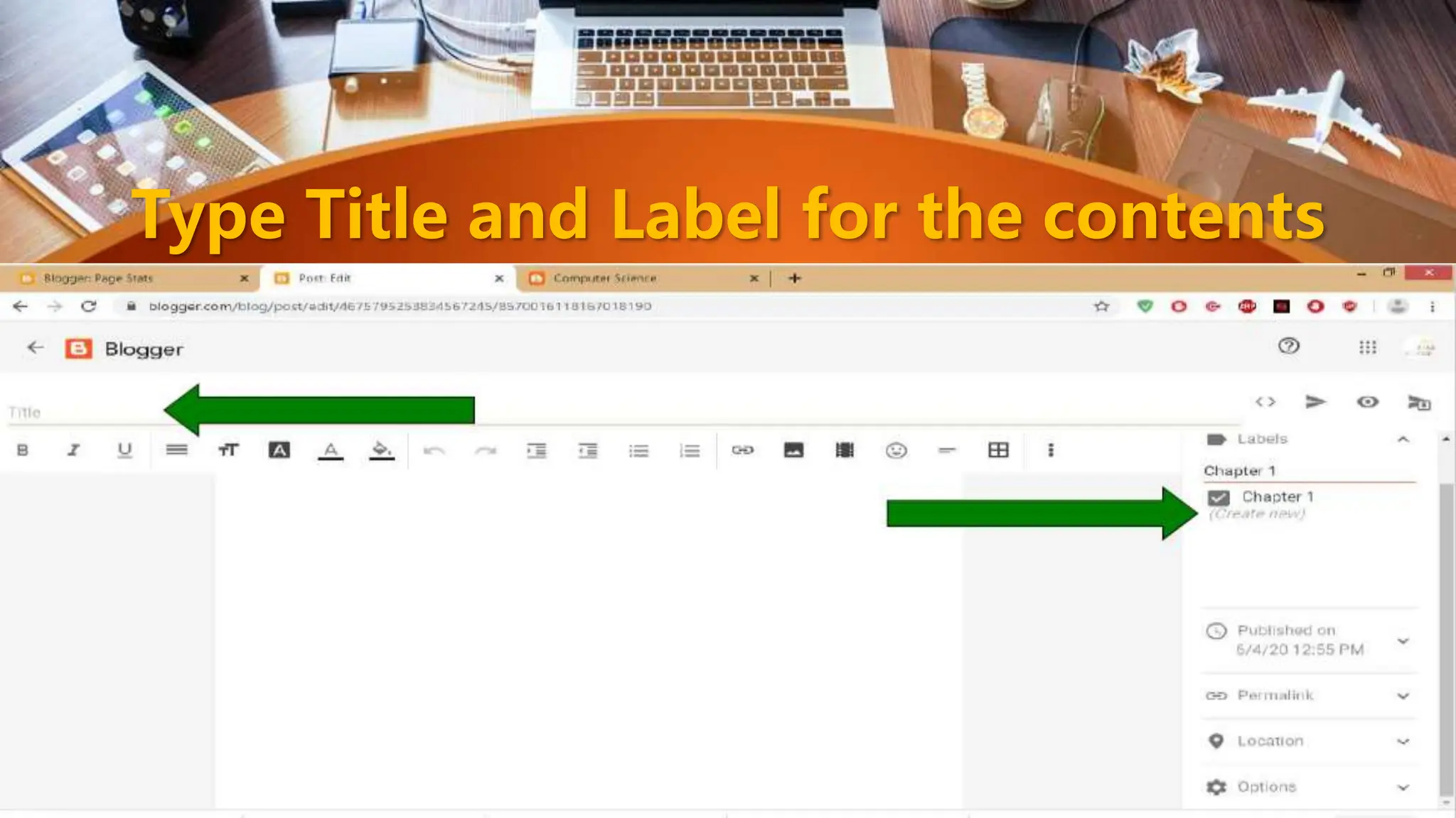 Type Title and Label for the contents
 
