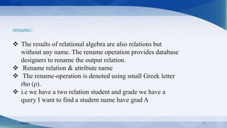 Relation Algebra in MS SQL | Types of relation Alger-bra | PPT