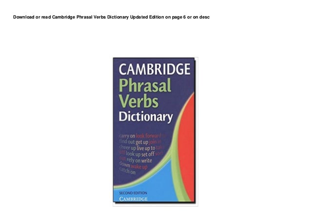 Dl Cambridge Phrasal Verbs Dictionary Updated Edition Buuk