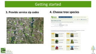 Getting started
3. Provide service zip codes 4. Choose tree species
 