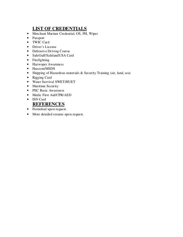 offshore resume