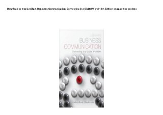 Download or read Lesikars Business Communication Connecting in a Digital World 13th Edition on page 6 or on desc
 