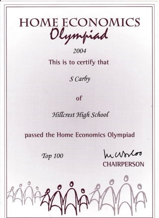 Home Economics Olympiad Hillcrest High