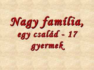 Nagy família, egy család - 17 gyermek 