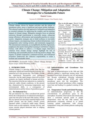 Climate Change Mitigation and Adaptation Strategies for a Sustainable ...