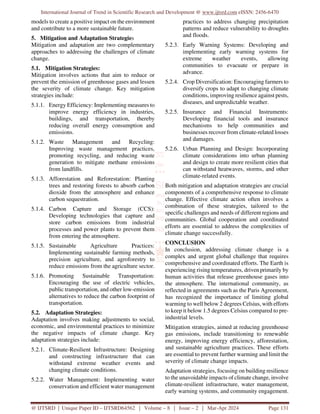 Climate Change Mitigation and Adaptation Strategies for a Sustainable ...