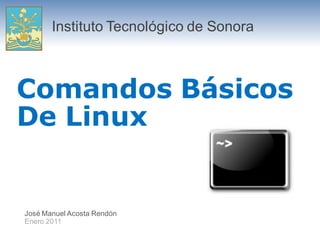 Instituto Tecnológico de Sonora



Comandos Básicos
De Linux


José Manuel Acosta Rendón
Enero 2011
 