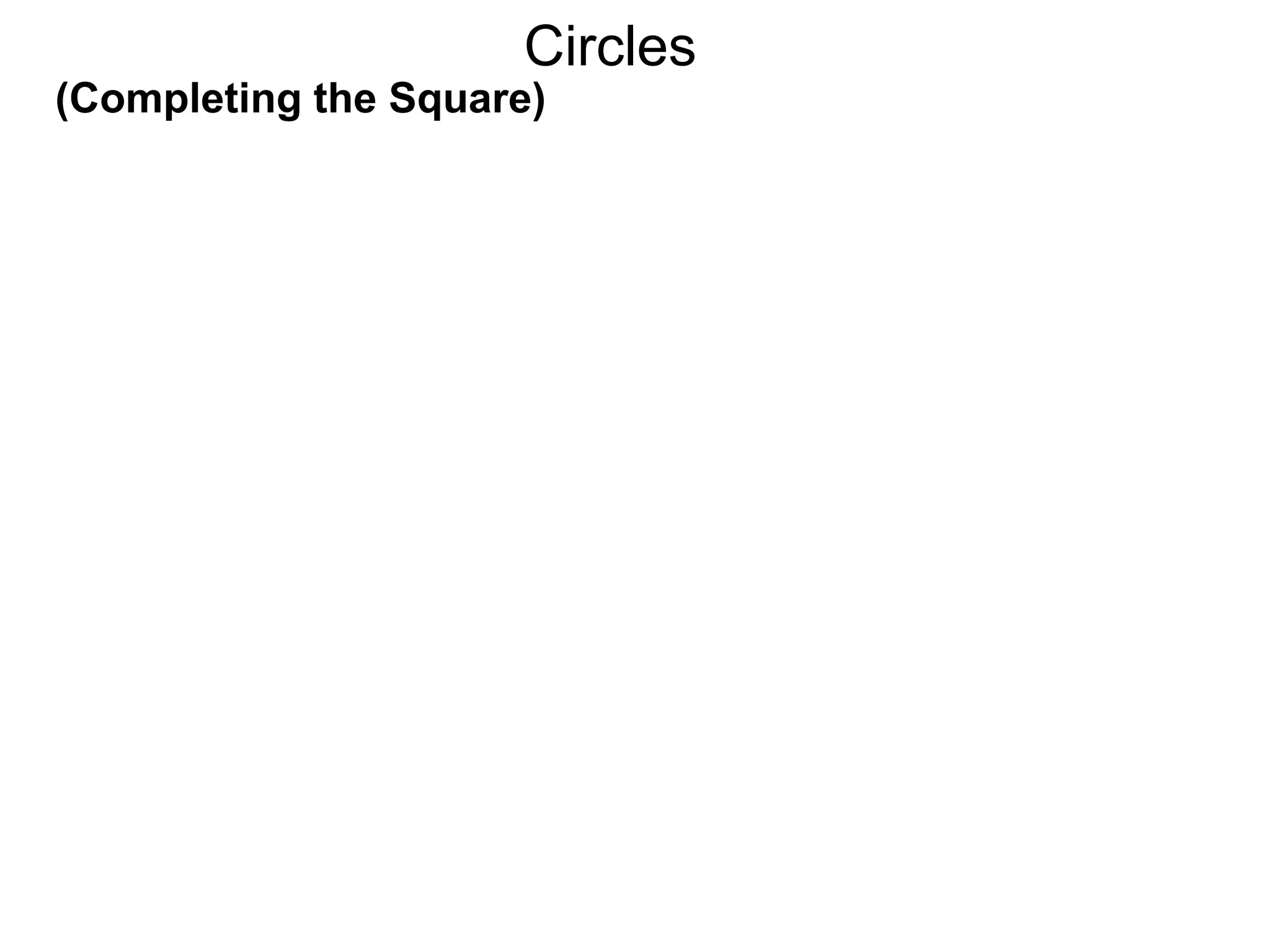 (Completing the Square)
Circles
 