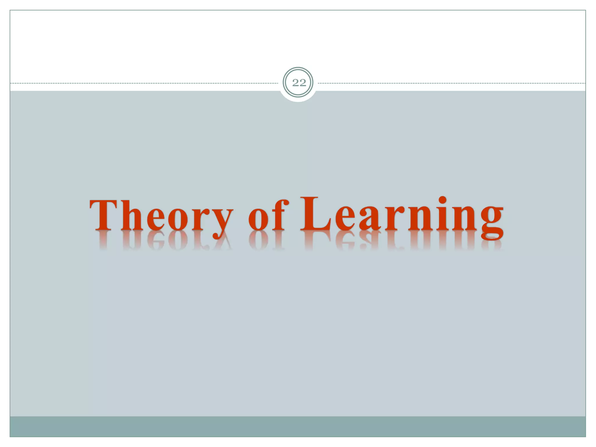 Theory of Learning
22
 