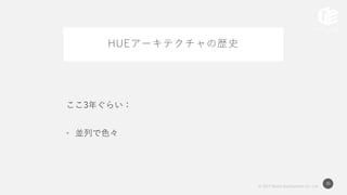 © 2017 Works Applications Co., Ltd.
30
HUEアーキテクチャの歴史
ここ3年ぐらい：
• 並列で色々
 