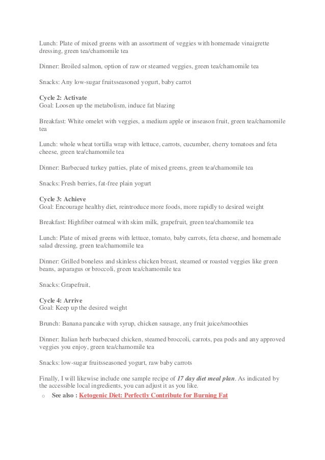 17 day diet sample meal plan 17 day diet step-by-step overview | cycle food lists, recipes, menus.