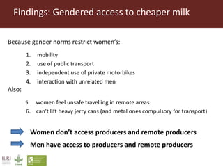 Gendered opportunities and constraints in milk trading in peri-urban Nairobi