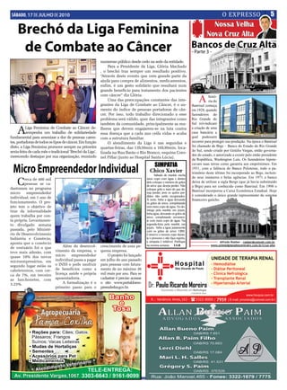 SÁBADO, 17 DE JULHO DE 2010                                                                                                                     O EXPRESSO                       5

    Brechó da Liga Feminina                                                                                                            Nossa Velha
                                                                                                                                     Nova Cruz Alta
     de Combate ao Câncer                                                                                                  Bancos de Cruz Alta
                                                                                                                           - Parte 3 -
                                                          numeroso público desde cedo na sede da entidade.
                                                              Para a Presidente da Liga, Glória Machado
                                                          , o brechó traz sempre um resultado positivo.
                                                          “Através deste evento que vem grande parte da
                                                          ajuda para compra de alimentos, medicamentos,
                                                          enfim, é um gesto solidário que resultará num
                                                          grande benefício para tratamento dos pacientes                                                                    BERGS

                                                                                                                               A
                                                          com câncer” diz Glória.                                                     histó-
                                                              Uma das preocupações constantes das inte-                               ria do
                                                          grantes da Liga de Combate ao Câncer, é o au-                    Banrisul começa
                                                          mento do índice de pessoas portadoras de cân-                    em 1928, quando
                                                          cer. Por isso, todo trabalho direcionado a esse                  fazendeiros do
                                                          problema será válido, quer das integrantes como                  Rio Grande do
                                                          também da comunidade, principalmente as mu-                      Sul reivindicam

    A     Liga Feminina de Combate ao Câncer de-
          sempenha um trabalho de solidariedade
fundamental para amenizar a dor de pessoas caren-
                                                          lheres que devem engajarem-se na luta contra
                                                          essa doença que a cada ano ceifa vidas e acaba
                                                                                                                           a criação de uma
                                                                                                                           casa bancária a
                                                                                                                           qual pudessem                                   Banrisul
                                                          com a estrutura familiar.
tes, portadoras de todos os tipos de câncer. Em função        O atendimento da Liga é nas segundas e                       recorrer para proteger sua produção. Na época o Banrisul
disto, a Liga Feminina promove sempre na primeira         quartas-feiras, das 13h30min a 16h30min, loca-                   foi chamado de Brgs – Banco do Estado do Rio Grande
sexta-feira de cada mês o tradicional ‘Brechó da Liga’,                                                                    do Sul, sendo criado por Getúlio Vargas, então governa-
                                                          lizada na Rua Barão o Rio Branco, esquina Coro-
merecendo destaque por sua organização, reunindo                                                                           dor do estado, e autorizado a existir pelo então presidente
                                                          nel Pillar (junto ao Hospital Santa Lúcia).
                                                                                                                           da República, Washington Luís. Os fazendeiros hipote-
                                                                                              SIMPATIA
 Micro Empreendedor Individual
                                                                                                                           cavam suas terras como garantia aos empréstimos. Em
                                                                                                                           1931, com a falência do Banco Pelotense, todo o pa-
                                                                                          Chico Xavier                     trimônio deste último foi incorporado ao Brgs, incluin-
                                                                                               Sábado de manhã, encha
                                                                                                                           do seus inúmeros e belas agências. Em 1971 o banco
    C   erca de 400 mil                                                                 meio copo com água e dentro
                                                                                        dele coloque o número de grãos     deixa de utilizar a sigla Bergs (que já havia substituído
        pessoas se ca-                                                                  de arroz que deseja perder. Não    a Brgs) para ser conhecido como Banrisul. Em 1998 o
dastraram no programa                                                                   coloque grão a mais do que de-
                                                                                        seja perder, pois os quilos per-
                                                                                                                           Banrisul incorporou a Caixa Econômica Estadual. Hoje
micro     empreendedor
                                                                                        didos não serão recuperados.       é considerado o único grande representante do sistema
individual, em 1 ano de
                                                                                        À noite, beba a água deixando      financeiro gaúcho.
funcionamento. O pro-                                                                   os grãos de arroz, completando
jeto tem o objetivo de                                                                  com meio copo de água. No do-
tirar da informalidade                                                                  mingo pela manhã, em jejum,
                                                                                        beba água, deixando os grãos de
quem trabalha por con-                                                                  arroz, completando novamen-
ta própria. Levantamen-                                                                 te com meio copo de água. Na
to divulgado semana                                                                     segunda-feira pela manhã, em
                                                                                        jejum, beba a água juntamente
passada, pelo Ministé-                                                                  com os grãos de arroz. OBS:
rio de Desenvolvimento                                                                  Conserve o mesmo copo duran-
                                                                                        te o processo e não faça regime,                                               BRGS
Indústria e Comércio,
                                                                                        a simpatia é infalível. Publique                     Alfredo Roeber - roeber@comnet.com.br
aponta que o comércio
                                Além do desenvol-         crescimento de uma pe-        na mesma semana. I.S.R                          www.unimedplanaltocentralrs.com.br/cruz-alta
de vestuário foi o que
teve mais adesão, com       vimento da empresa, o         quena empresa.
quase 10% dos novos         micro    empreendedor              O projeto foi lançado
microempresários, em        individual passa a pagar      em julho do ano passado
segundo lugar estão os      o INSS e pode usufruir        para pessoas com fatura-
cabeleireiros, com cer-     de benefícios como a          mento de no máximo 36
ca de 7%, em terceiro       licença saúde e própria       mil reais por ano. Para se
as lanchonetes, com         aposentadoria.                cadastrar é preciso acessar
3,25%.                          A formalização é o        o site: www.portaldoem-
                            primeiro passo para o         preendedor.gov.br.
 