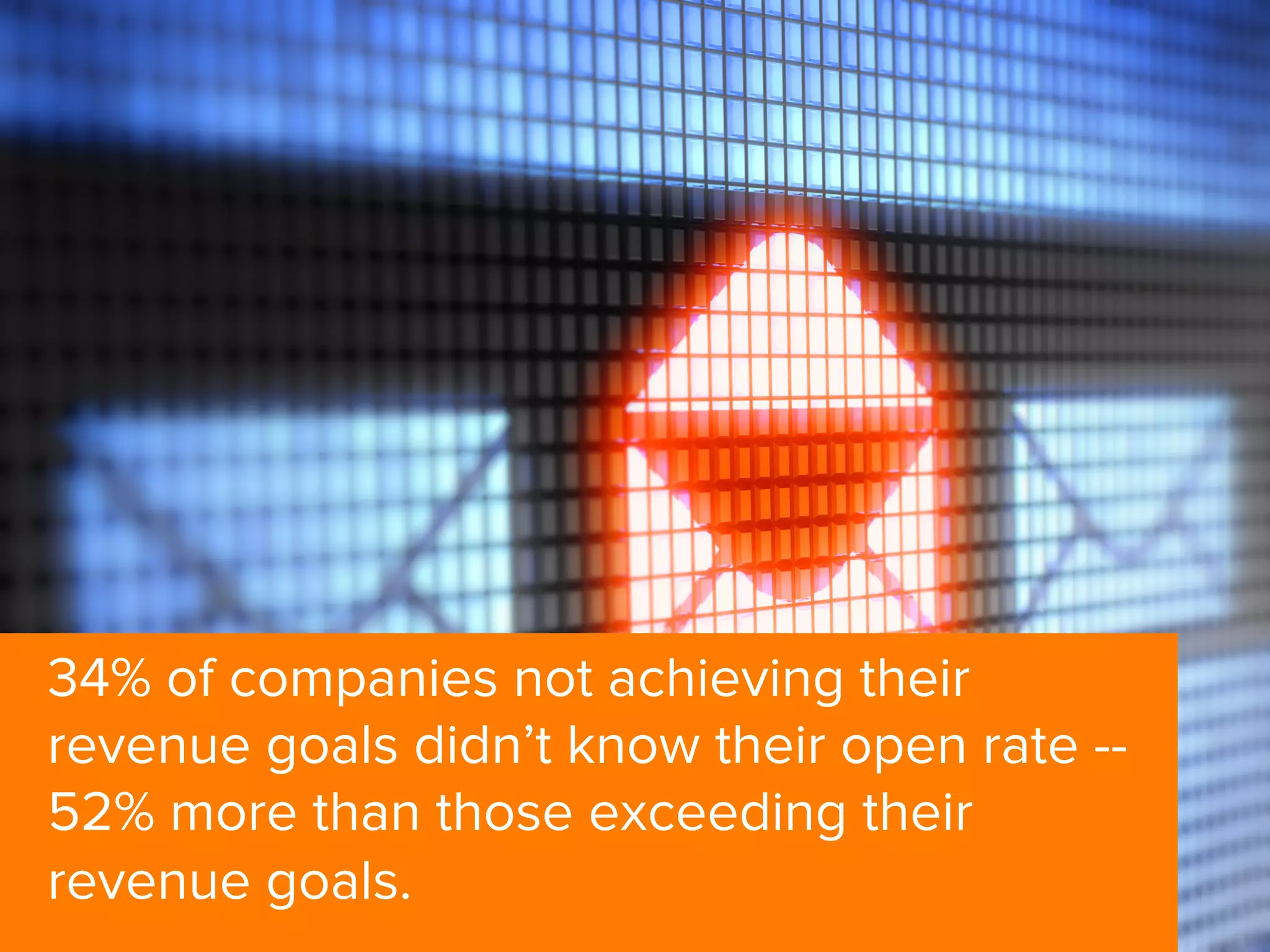 34% of companies not achieving their
revenue goals didn’t know their open rate --
52% more than those exceeding their
revenue goals.
 