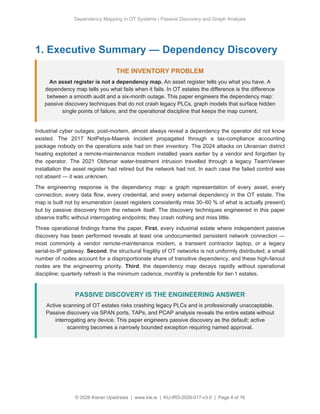 Dependency Mapping Exercise Example.pdf Dependency Mapping in OT Systems: Passive Discovery and Graph Analysis ...