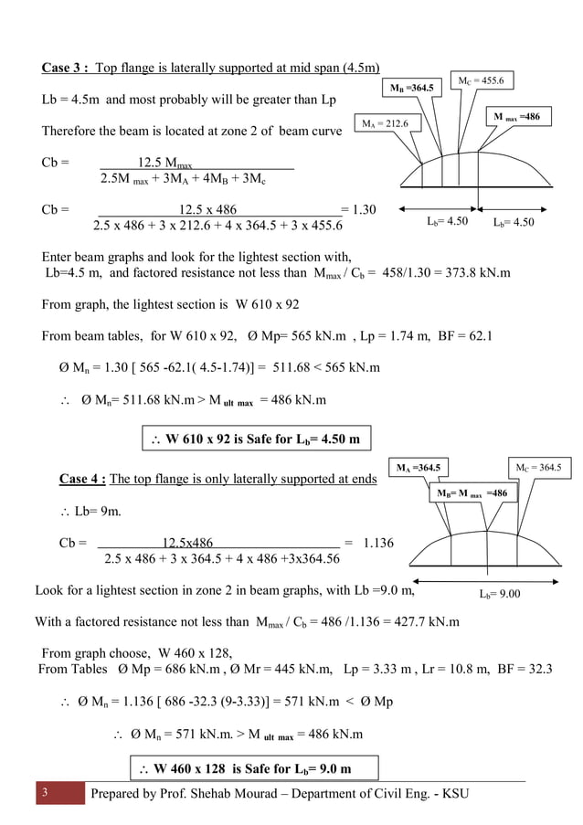 17-Examples of Beams (Steel Structural Design & Prof. Shehab Mourad) | PDF