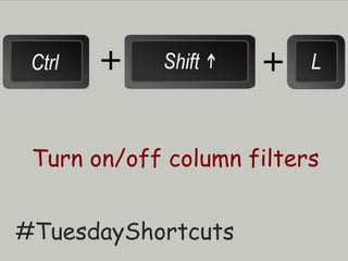Turn on/off column filters
#TuesdayShortcuts
+ +
 