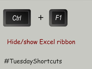 +
Hide/show Excel ribbon
#TuesdayShortcuts
 