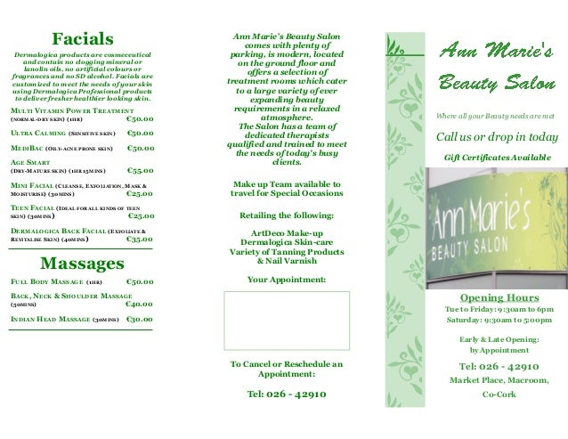 annmaries beauty salon brochure salon brochure