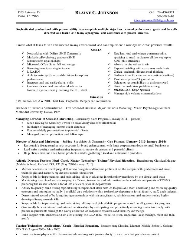 resume tx may blaine johnson