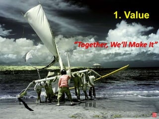 1. Value
“Together, We‘ll Make It”
 