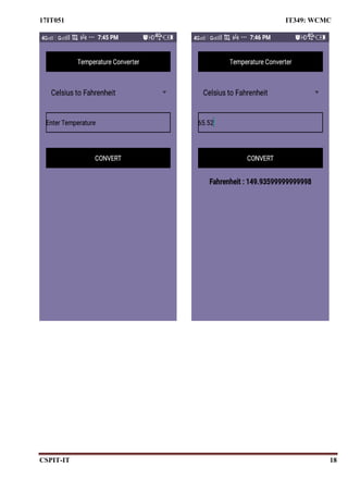 17IT051 IT349: WCMC
CSPIT-IT 18
 