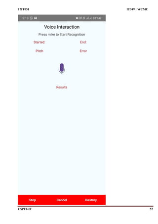 17IT051 IT349 : WCMC
CSPIT-IT 57
 