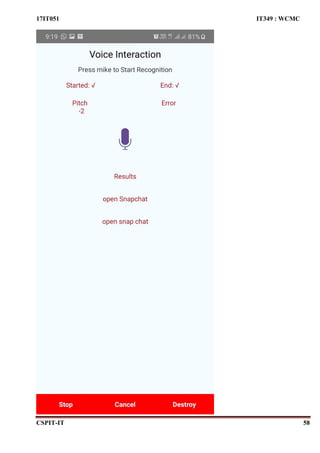 17IT051 IT349 : WCMC
CSPIT-IT 58
 