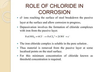 corrosion of steel reinforcement in concrete | PPTX