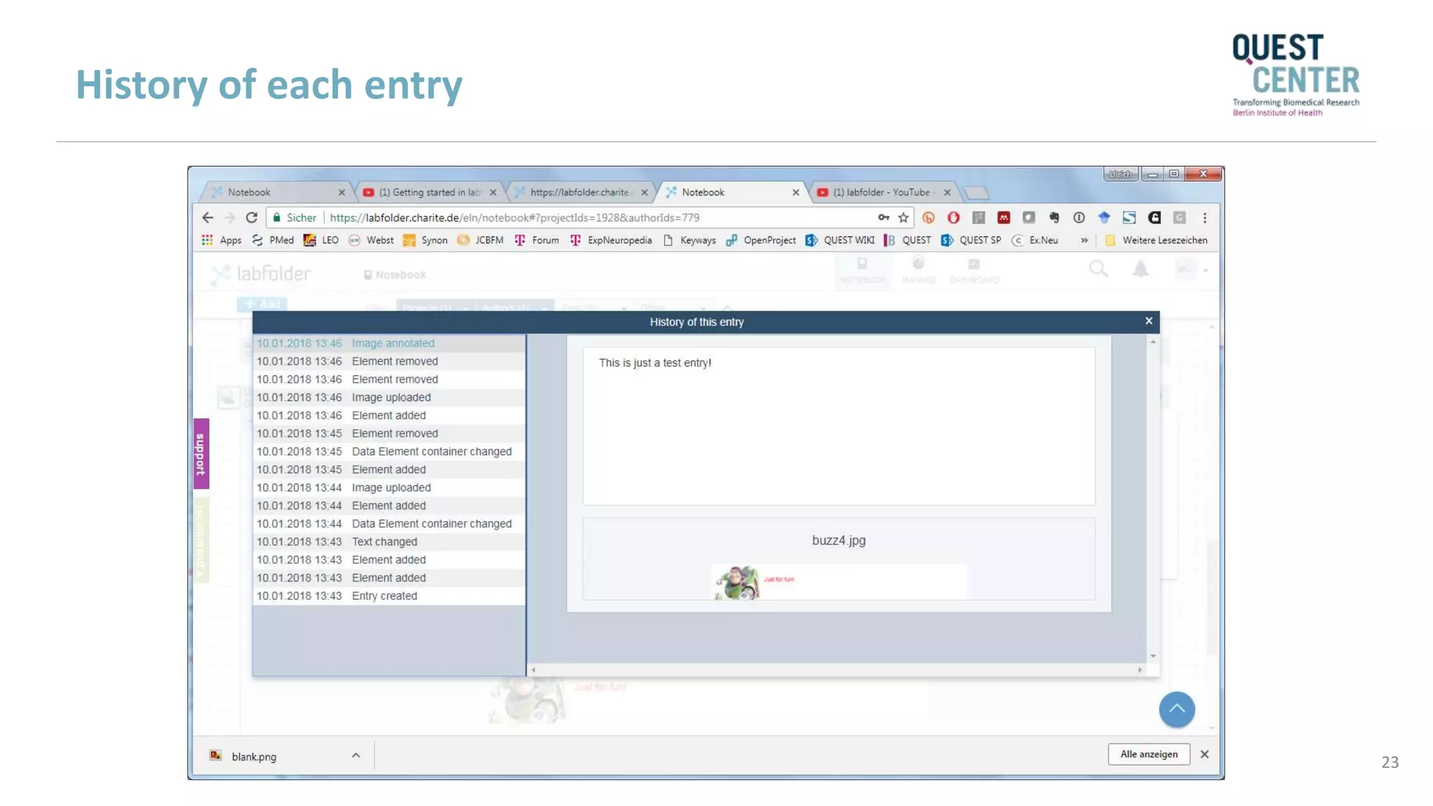 23
History of each entry
 