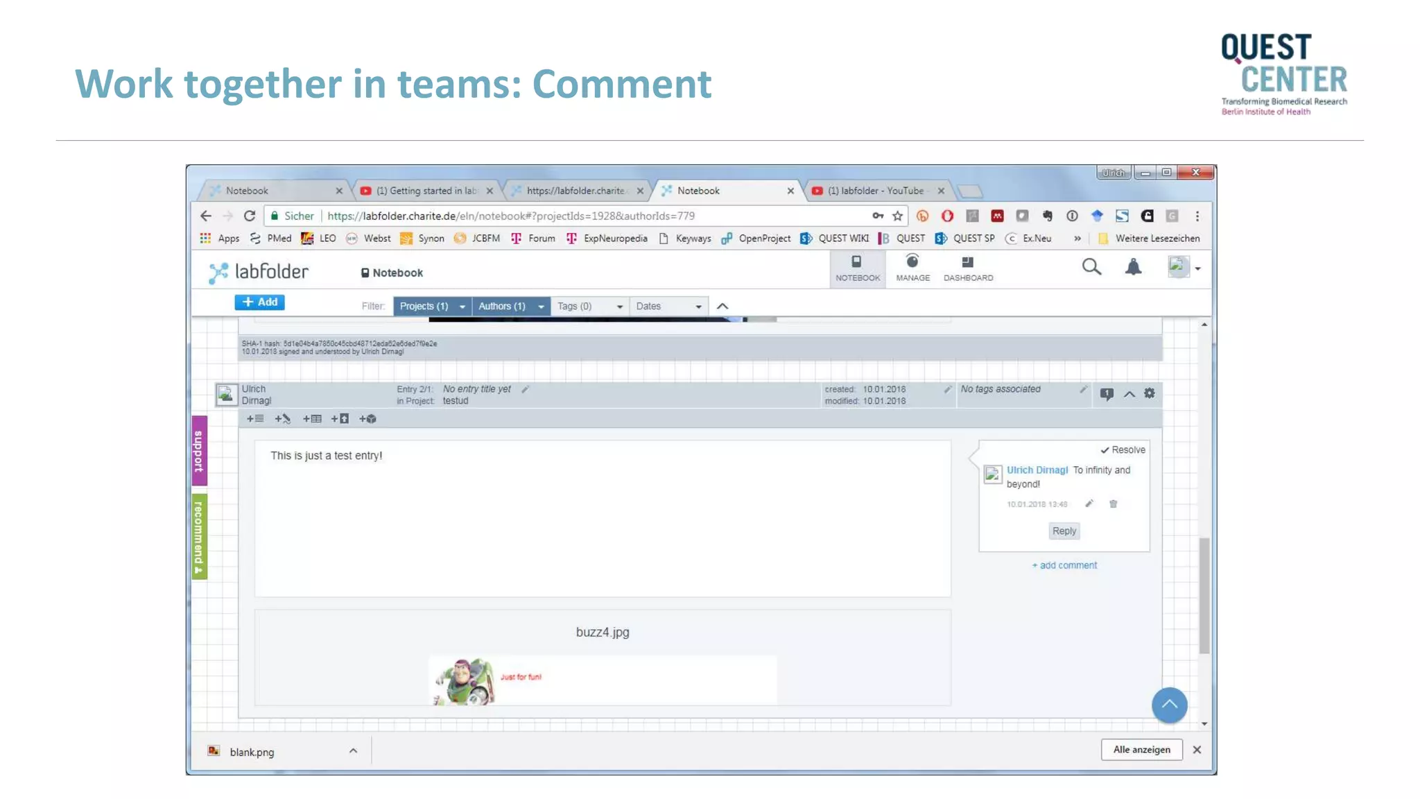 Work together in teams: Comment
 