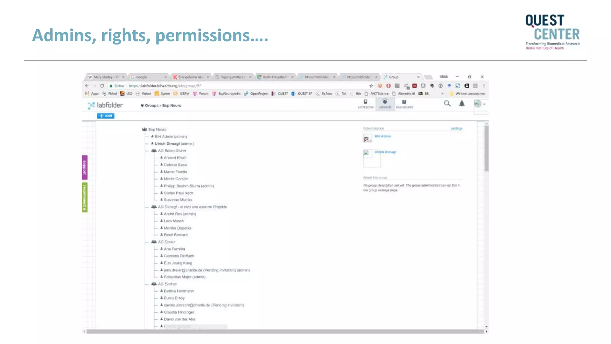 Admins, rights, permissions….
 