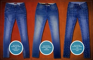 98/2 COTTON/
ELASTANE 3X1 DENIM
10OZ
SCRATCHES AND
WRINKLES
98/2 COTTON/
ELASTANE 3X1 DENIM
10OZ
SCRATCHES
98/2 COTTON/
ELASTANE 3X1 DENIM
11OZ
ALL OVER STAR PRINT
LASER
 