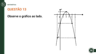 QUESTÃO 13
Observe o gráfico ao lado.
y
1
-1 10
-3
-8
23 4 523
30
MATEMÁTICA
 