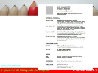 Fuente: Actívate e Infoempleo: 
http://www.google.es/landing/activate/trabaja/index.html 
El proceso de búsqueda de empleo ANTONIO GUIRAO 
 