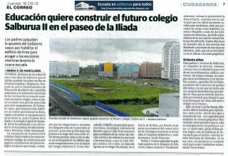 Educacción quiere construir el futuro colegio Salburu II en el paseo de la Iliada