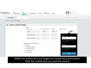 WHEN: Get notified when you budget limit reaches the preset amount.
THEN: Get notified when you reach this amount.
 