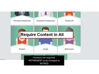?Content not required.
?RETIREMENT to be changed to
RETIRED
 
