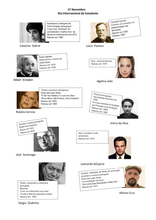 17 Novembro
Dia Internacional do Estudante
Ilustradora e Designer de
Comunicação portuguesa.
O seu livro “Achimpa” foi
con...