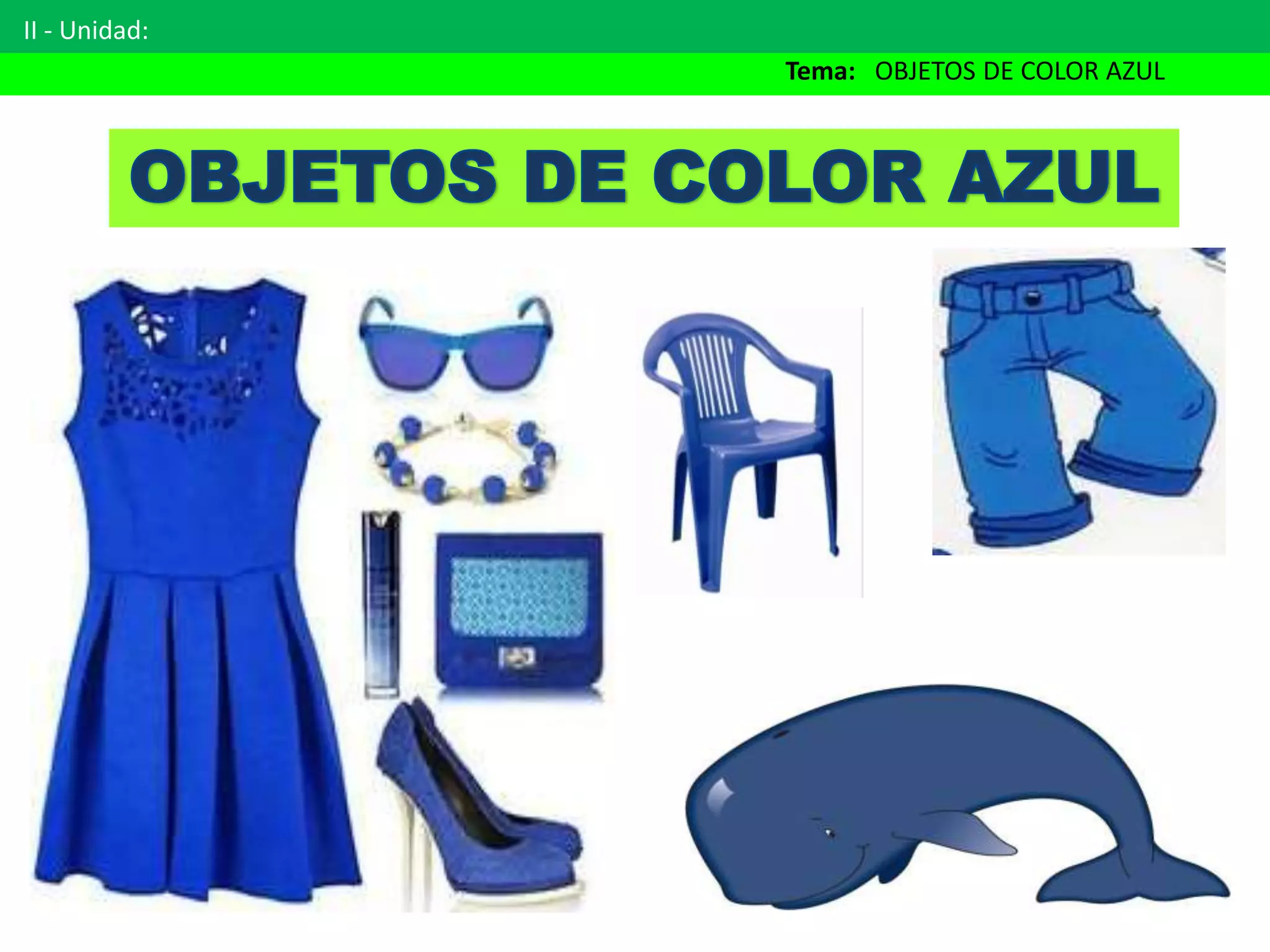 II - Unidad:
Tema: OBJETOS DE COLOR AZUL
 