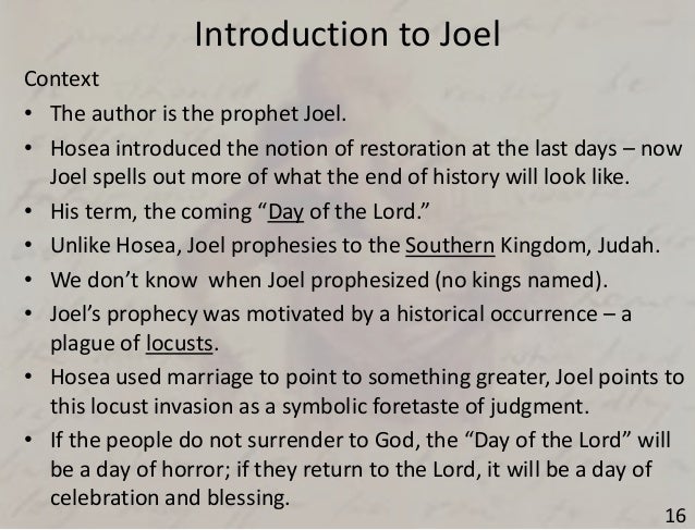 Session 17 Old Testament Overview - Hosea & Joel Session 17 Old Testament Overview - Hosea & Joel