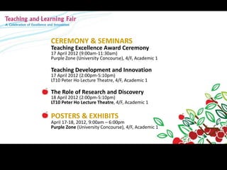 Teaching and Learning Fair (2012) - Seminar: Teaching Development & Innovation