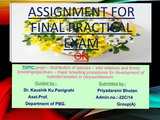 ASSIGNMENT FOR
FINAL PRACTICAL
EXAM
ON
 