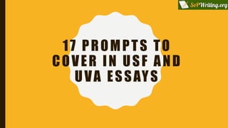 17 Prompts to Cover in USF and UVA Essays