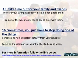 17 Proven Tips to Balance Work, School and Social Life in College | PPTX