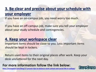 17 Proven Tips to Balance Work, School and Social Life in College | PPTX