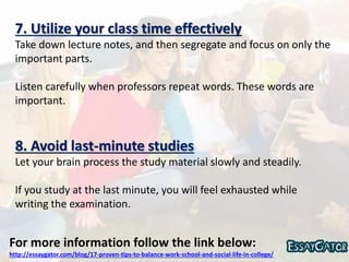 17 Proven Tips to Balance Work, School and Social Life in College | PPTX