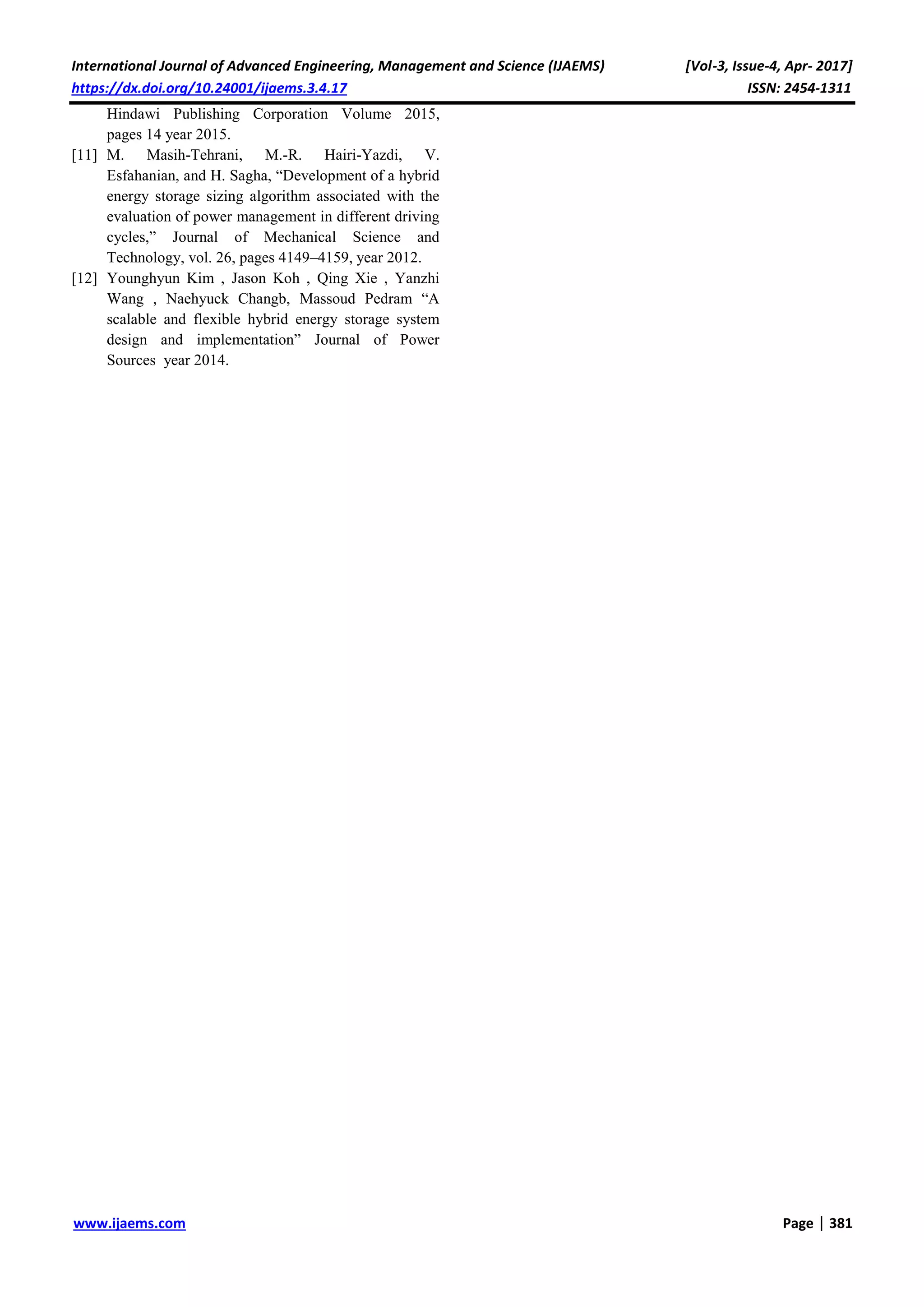 Review On Super Capacitor Battery Based Hybrid Energy Storage System