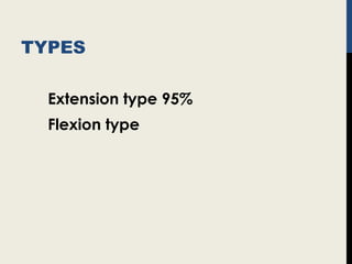TYPES
Extension type 95%
Flexion type
 