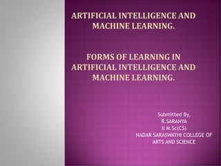 Forms of learning in Artificial intelligence and learning | PDF